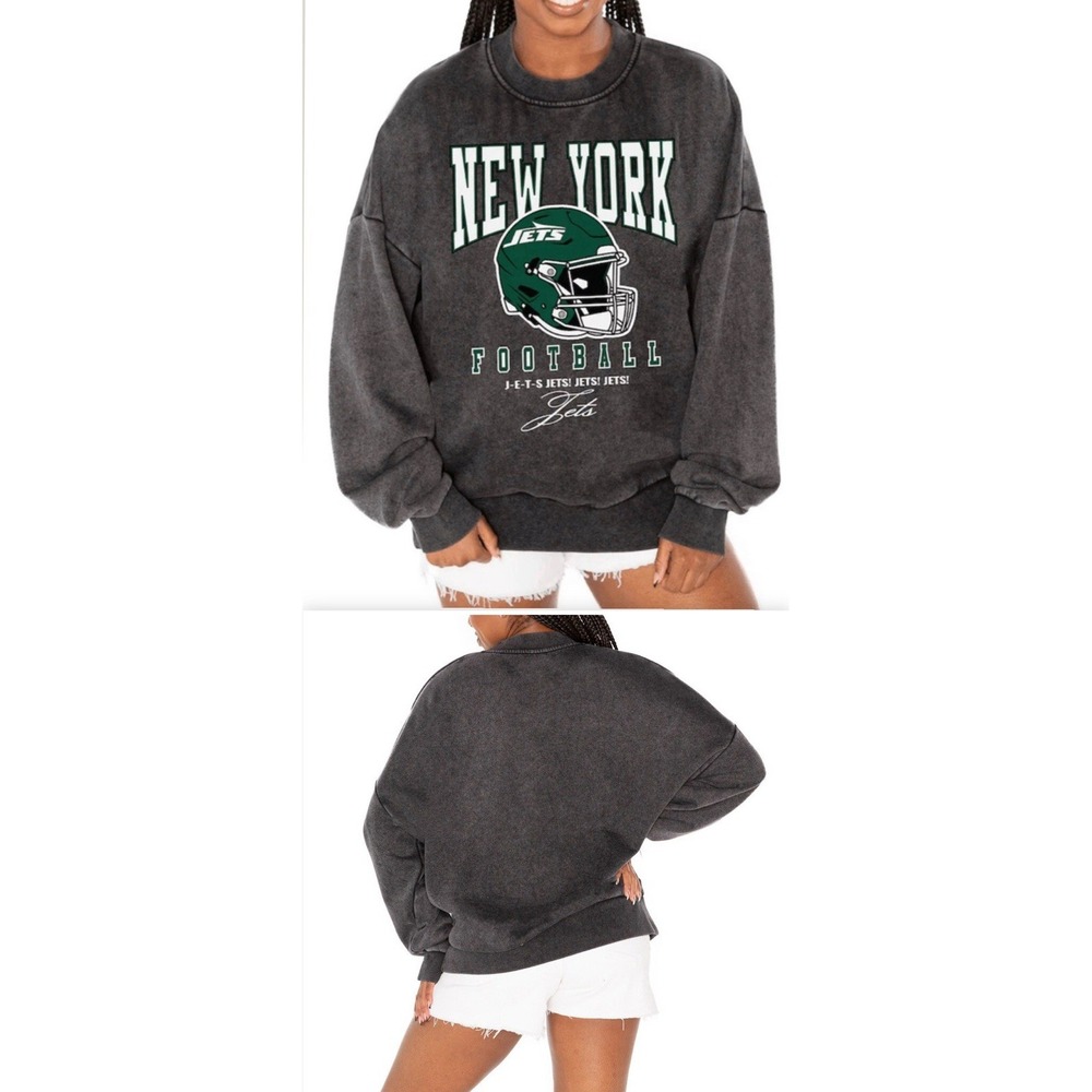 NWT Gameday Couture Vintage Wash Black Sweatshirt NFL New York‎ Jets S 2/2